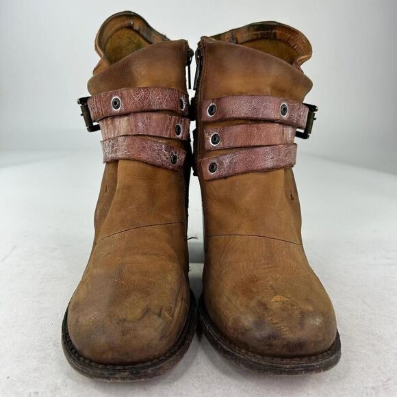 FREEBIRD by Steven Blaze Zip Harness Boot US 9 Buckle Belted Western Ankle Boot - Picture 2 of 10